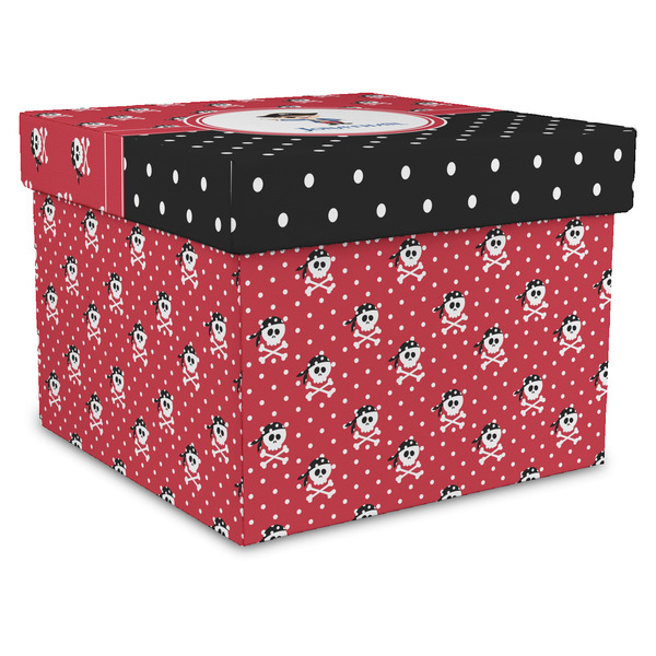 Custom Pirate & Dots Gift Box with Lid - Canvas Wrapped - X-Large (Personalized)