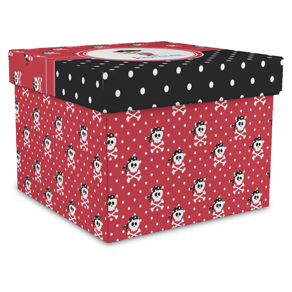 Custom Pirate & Dots Gift Box with Lid - Canvas Wrapped - XX-Large (Personalized)