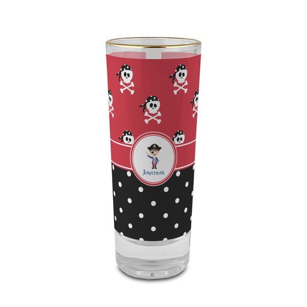 Custom Pirate & Dots 2 oz Shot Glass - Glass with Gold Rim (Personalized)