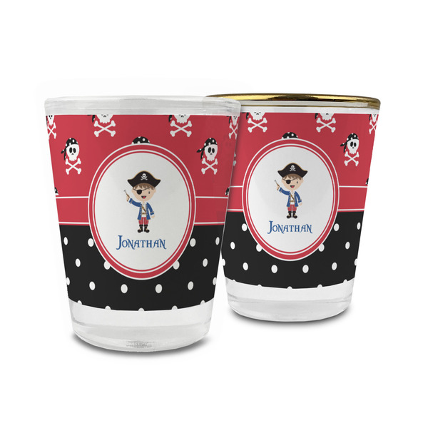 Custom Pirate & Dots Glass Shot Glass - 1.5 oz (Personalized)