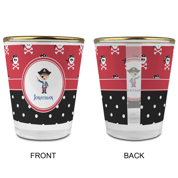 Pirate & Dots Glass Shot Glass - with gold rim - APPROVAL