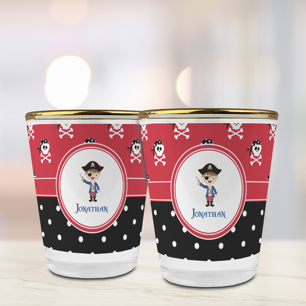 Pirate & Dots Glass Shot Glass - with gold rim - LIFESTYLE