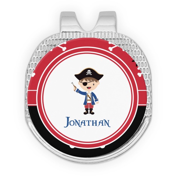 Custom Pirate & Dots Golf Ball Marker - Hat Clip - Silver