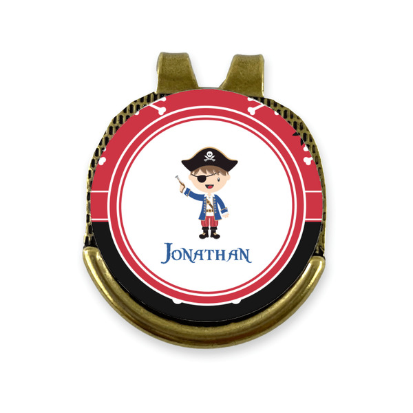 Custom Pirate & Dots Golf Ball Marker - Hat Clip - Gold