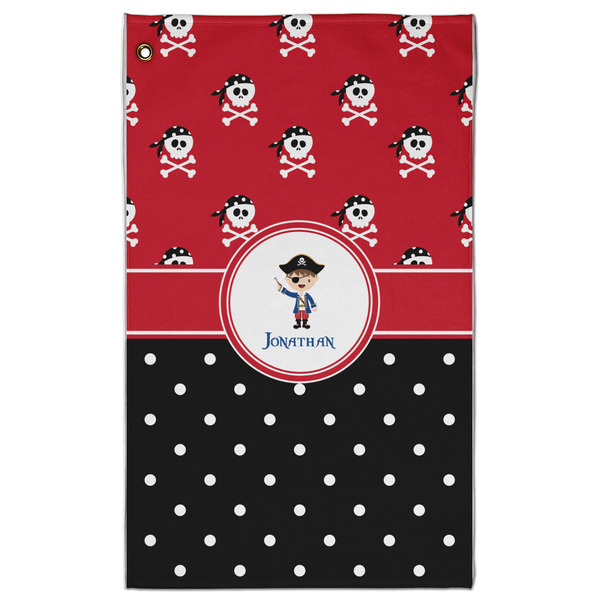 Custom Pirate & Dots Golf Towel - Poly-Cotton Blend - Large w/ Name or Text