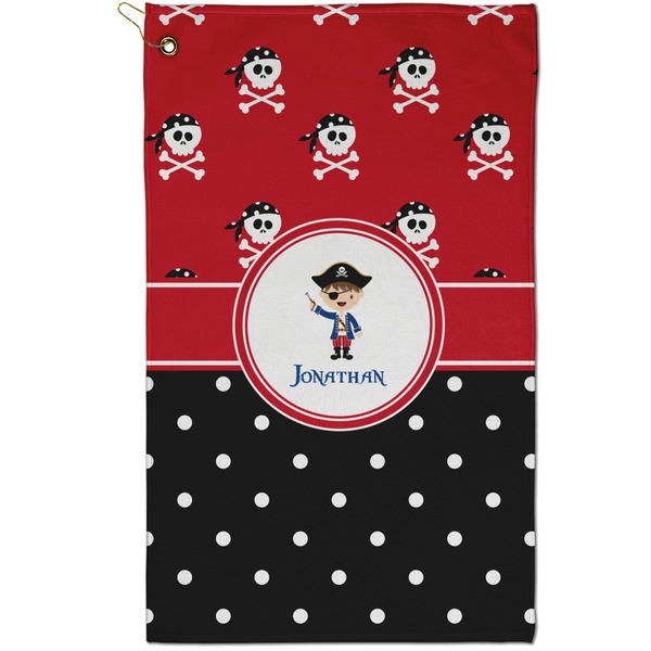 Custom Pirate & Dots Golf Towel - Poly-Cotton Blend - Small w/ Name or Text