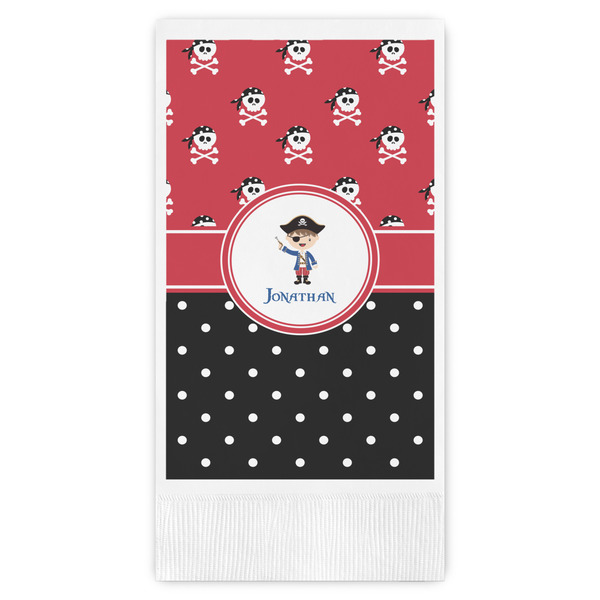 Custom Pirate & Dots Guest Napkins - Full Color - Embossed Edge (Personalized)