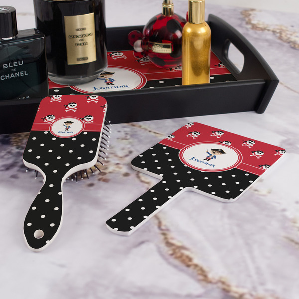 Pirate & Dots Hair Brush and Hand Mirror - Bathroom Scene