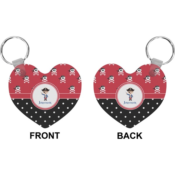 Pirate & Dots Heart Keychain (Front + Back)