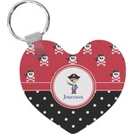 Pirate & Dots Heart Plastic Keychain w/ Name or Text