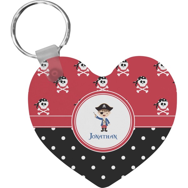 Custom Pirate & Dots Heart Plastic Keychain w/ Name or Text