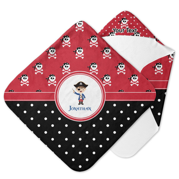 Custom Pirate & Dots Hooded Baby Towel (Personalized)