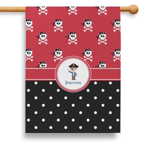 Custom Pirate & Dots 28" House Flag - Double Sided (Personalized)