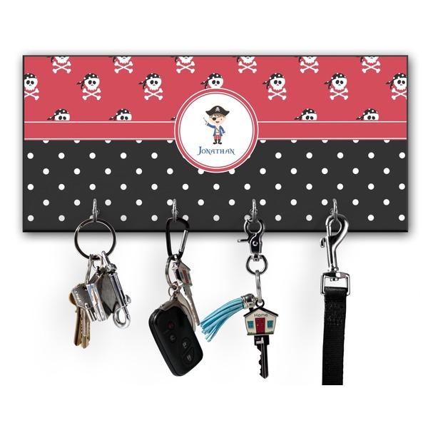 Custom Pirate & Dots Key Hanger w/ 4 Hooks w/ Graphics and Text