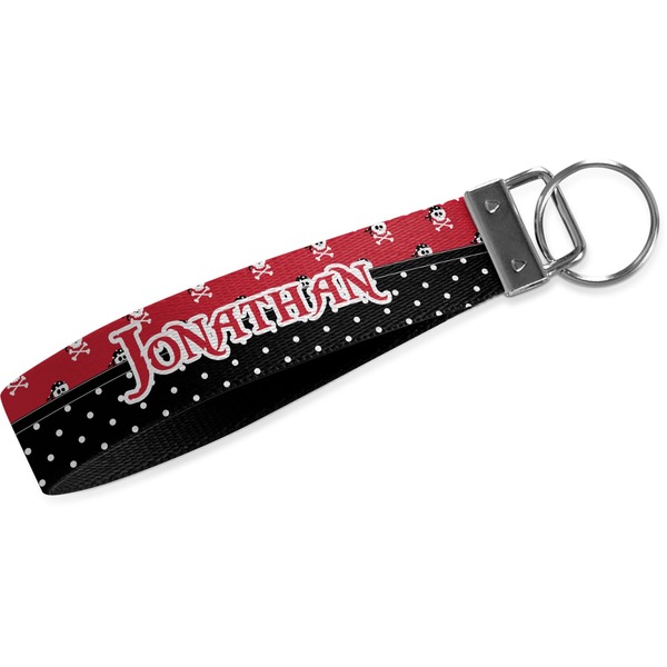 Custom Pirate & Dots Webbing Keychain Fob - Large (Personalized)