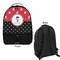 Pirate & Dots Large Backpack - Black - Front & Back View