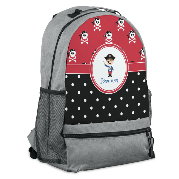 Custom Pirate & Dots Backpack - Grey (Personalized)