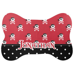 Pirate & Dots Bone Shaped Dog Food Mat (Personalized)