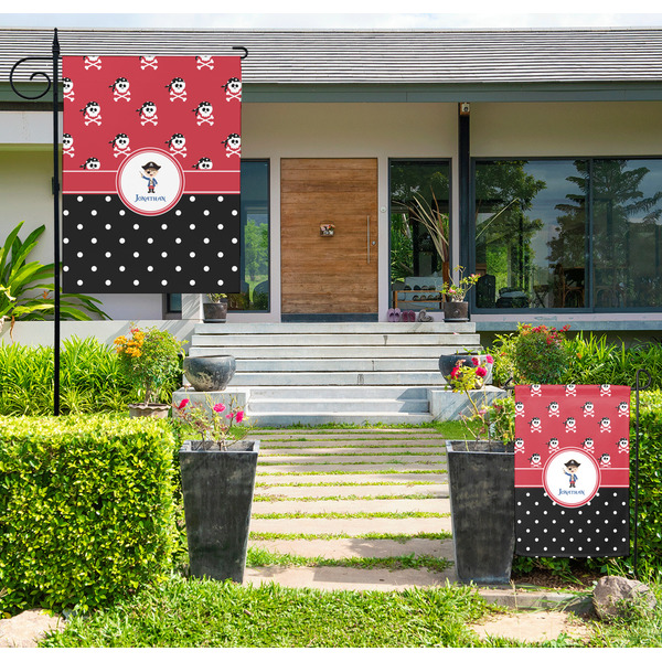 Custom Pirate & Dots Large Garden Flag - Single Sided (Personalized)