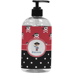 Pirate & Dots Plastic Soap / Lotion Dispenser (16 oz - Large - Black) (Personalized)