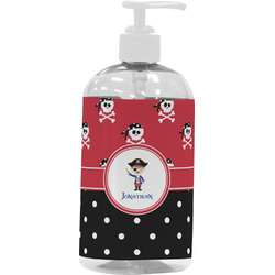 Pirate & Dots Plastic Soap / Lotion Dispenser (16 oz - Large - White) (Personalized)