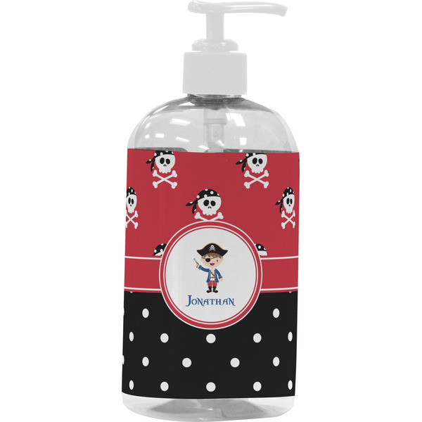 Custom Pirate & Dots Plastic Soap / Lotion Dispenser (16 oz - Large - White) (Personalized)