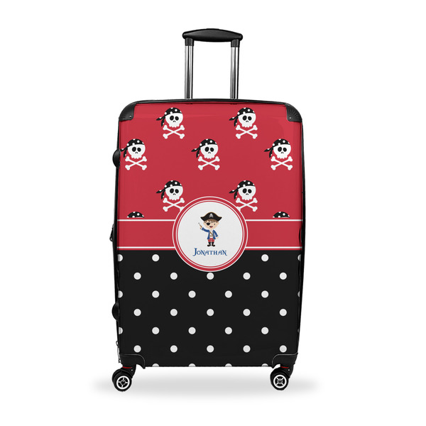 Custom Pirate & Dots Suitcase - 28" Large - Checked w/ Name or Text
