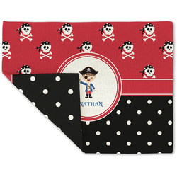 Pirate & Dots Double-Sided Linen Placemat - Single w/ Name or Text