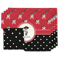 Pirate & Dots Double-Sided Linen Placemat - Set of 4 w/ Name or Text