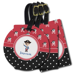 Pirate & Dots Plastic Luggage Tag (Personalized)