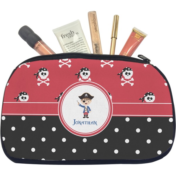 Custom Pirate & Dots Makeup / Cosmetic Bag - Medium (Personalized)