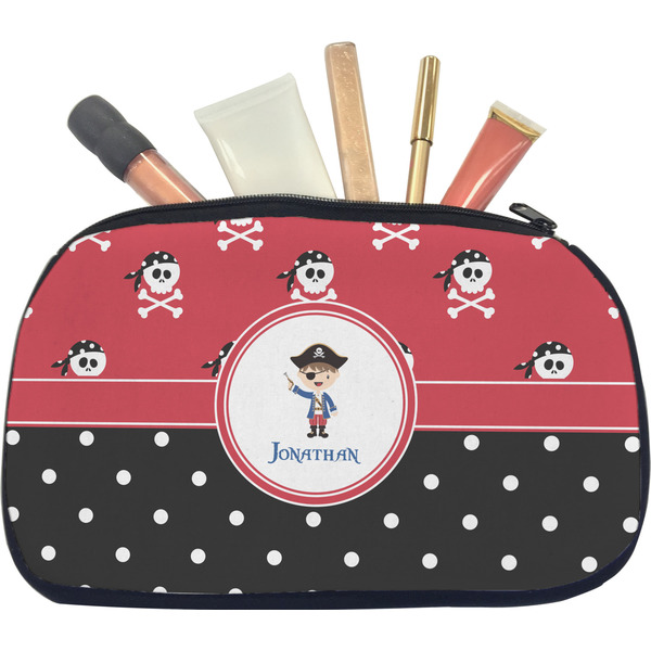 Custom Pirate & Dots Makeup / Cosmetic Bag - Medium (Personalized)