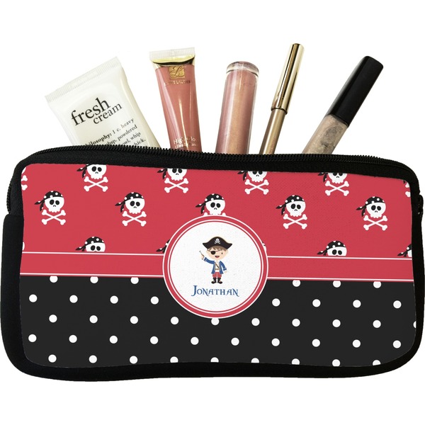 Custom Pirate & Dots Makeup / Cosmetic Bag - Small (Personalized)