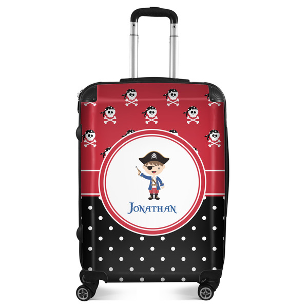Custom Pirate & Dots Suitcase - 24" Medium - Checked (Personalized)