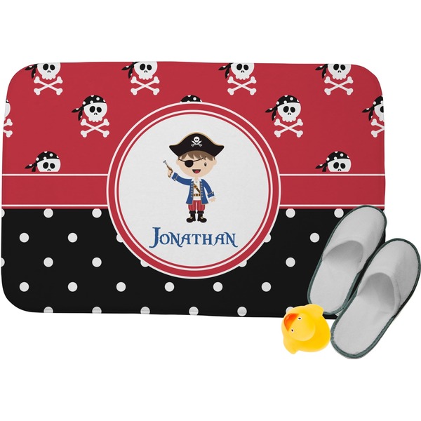 Custom Pirate & Dots Memory Foam Bath Mat (Personalized)