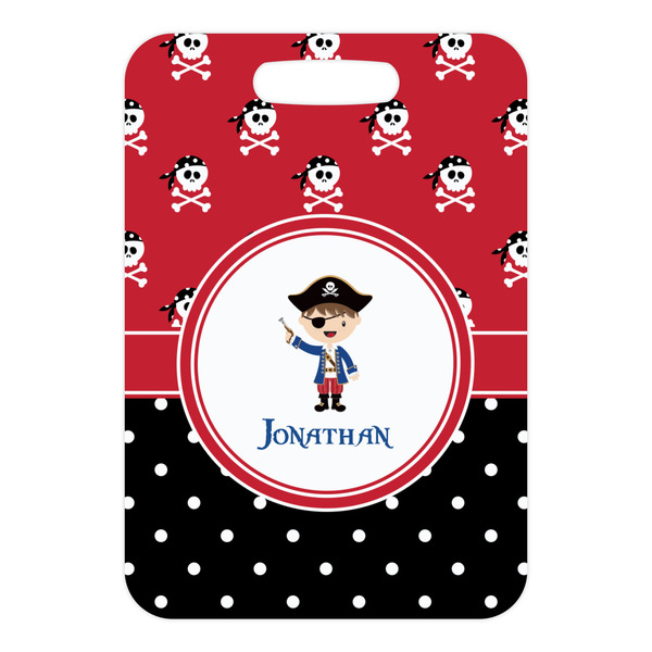 Pirate & Dots Metal Luggage Tag - Front Without Strap
