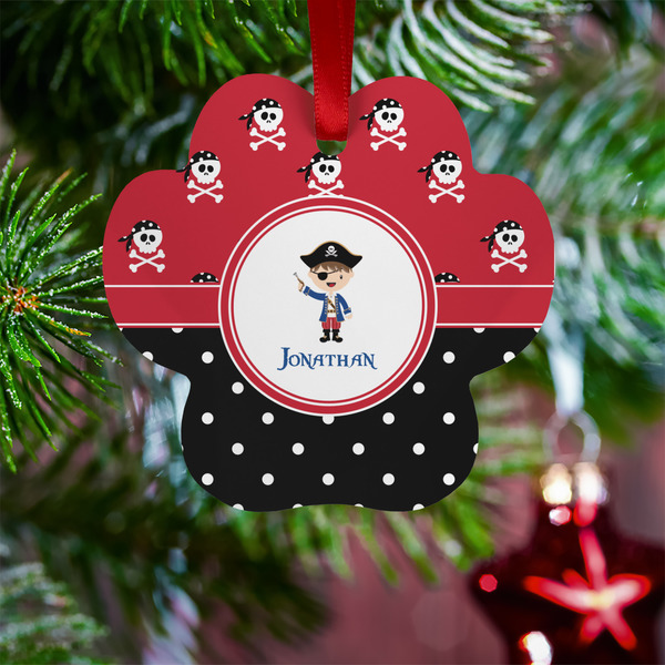 Pirate & Dots Metal Paw Ornament - Lifestyle