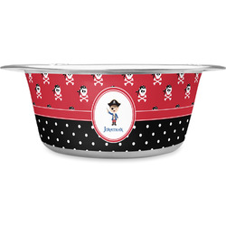 Pirate & Dots Stainless Steel Dog Bowl (Personalized)