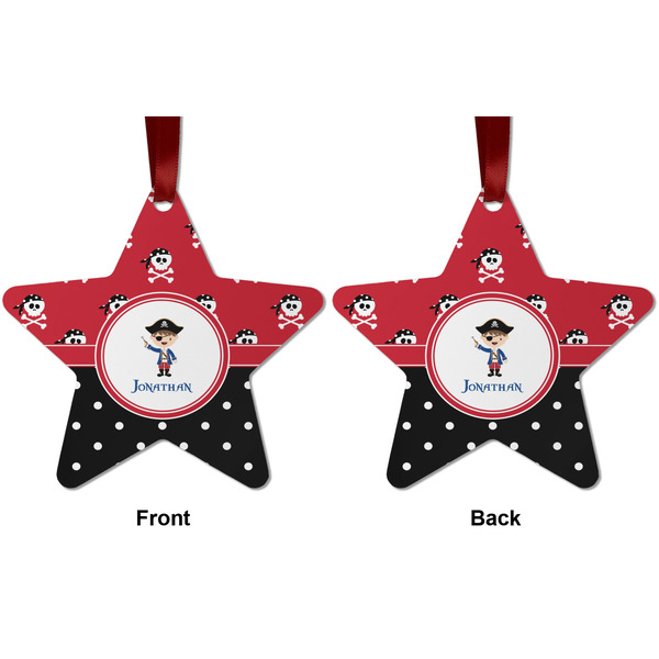 Pirate & Dots Metal Star Ornament - Front and Back
