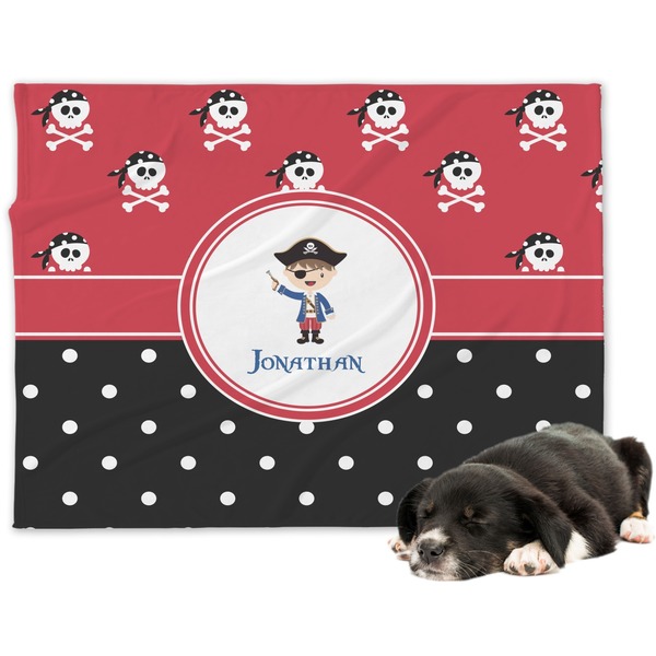 Custom Pirate & Dots Dog Blanket - Large (Personalized)