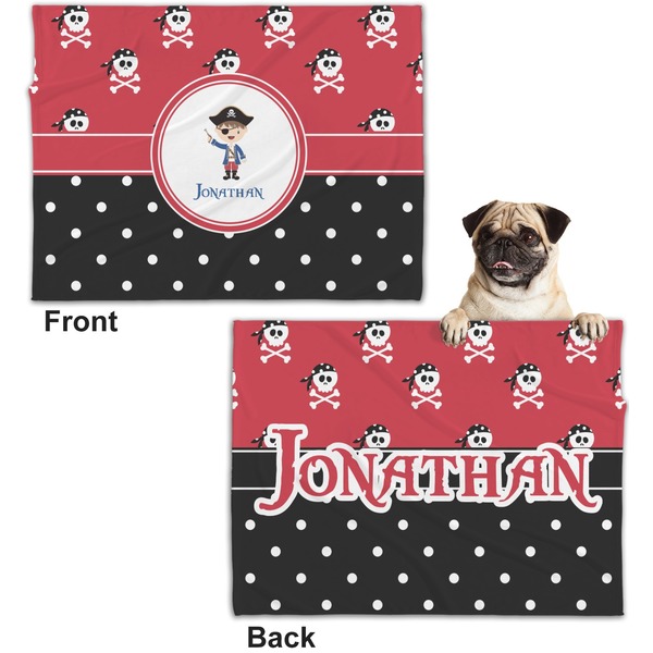 Pirate & Dots Microfleece Dog Blanket - Regular - Front & Back