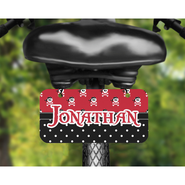 Pirate & Dots Mini License Plate on Bicycle - LIFESTYLE Two holes