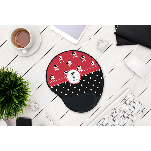 Pirate & Dots Mouse Pad with Wrist Rest - LIFESYTLE 1
