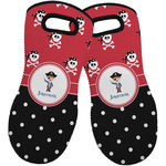 Pirate & Dots Neoprene Oven Mitts - Set of 2 w/ Name or Text