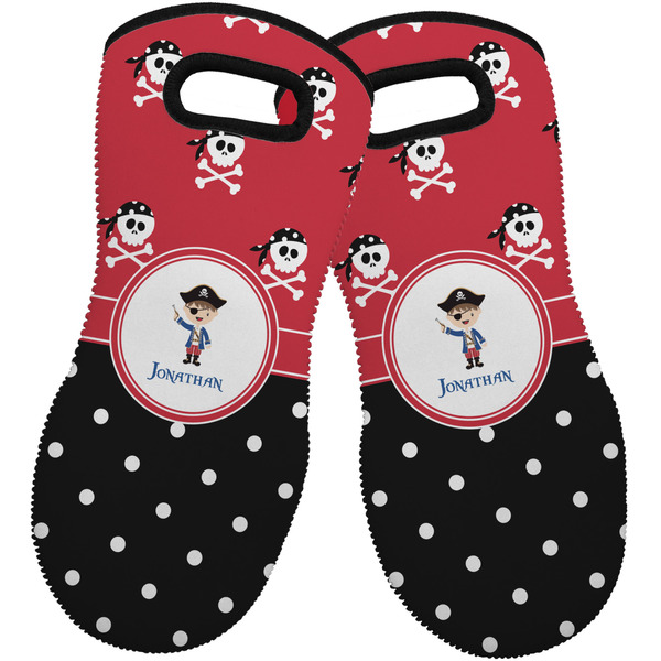 Pirate & Dots Neoprene Oven Mitt -Set of 2 - Front