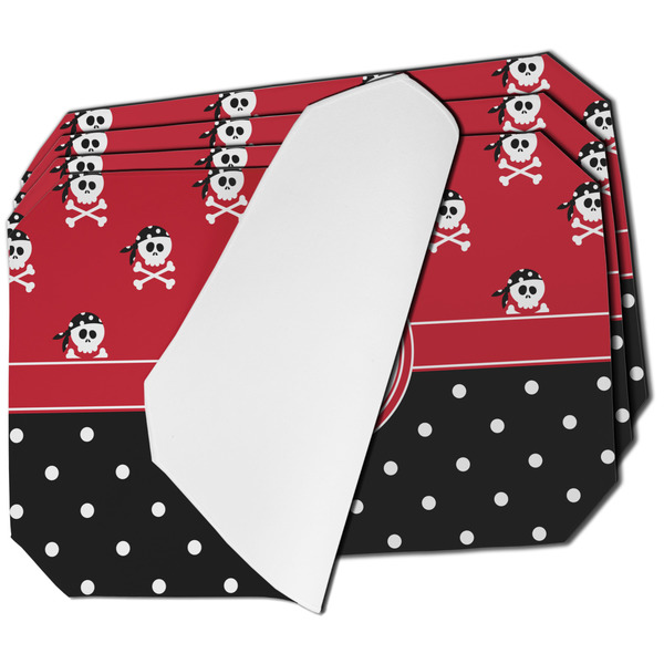 Custom Pirate & Dots Dining Table Mat - Octagon - Set of 4 (Single-Sided) w/ Name or Text