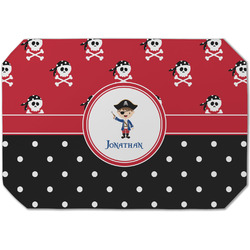 Pirate & Dots Dining Table Mat - Octagon (Single-Sided) w/ Name or Text