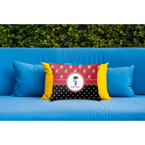 Pirate & Dots Outdoor Throw Pillow  - LIFESTYLE (Rectangular - 20x14)