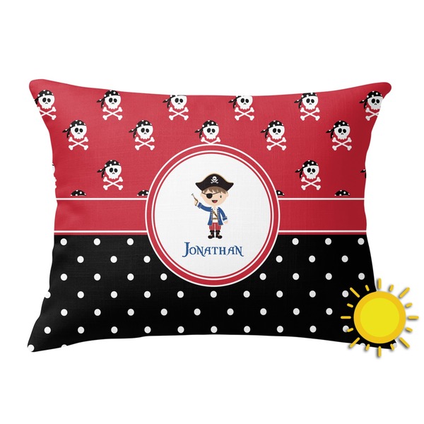 Custom Pirate & Dots Outdoor Throw Pillow (Rectangular) (Personalized)