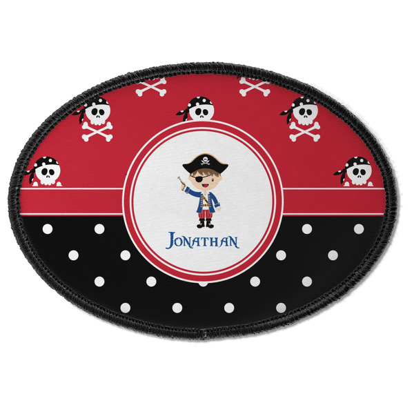 Custom Pirate & Dots Iron On Oval Patch w/ Name or Text